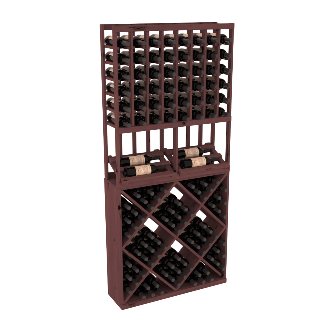 InstaCellar 8 Column Side Display / 82 Cube Combo – Knotty Alder / Walnut stained