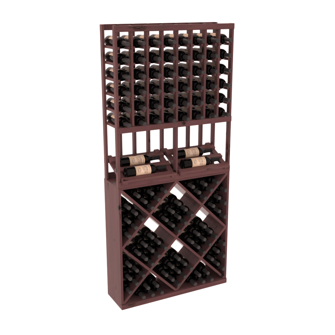 InstaCellar 8 Column Side Display / 82 Cube Combo – Knotty Alder / Walnut stained