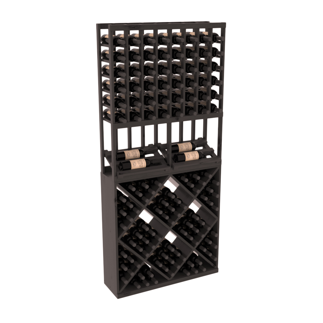 InstaCellar 8 Column Side Display / 82 Cube Combo – Knotty Alder / Black stained