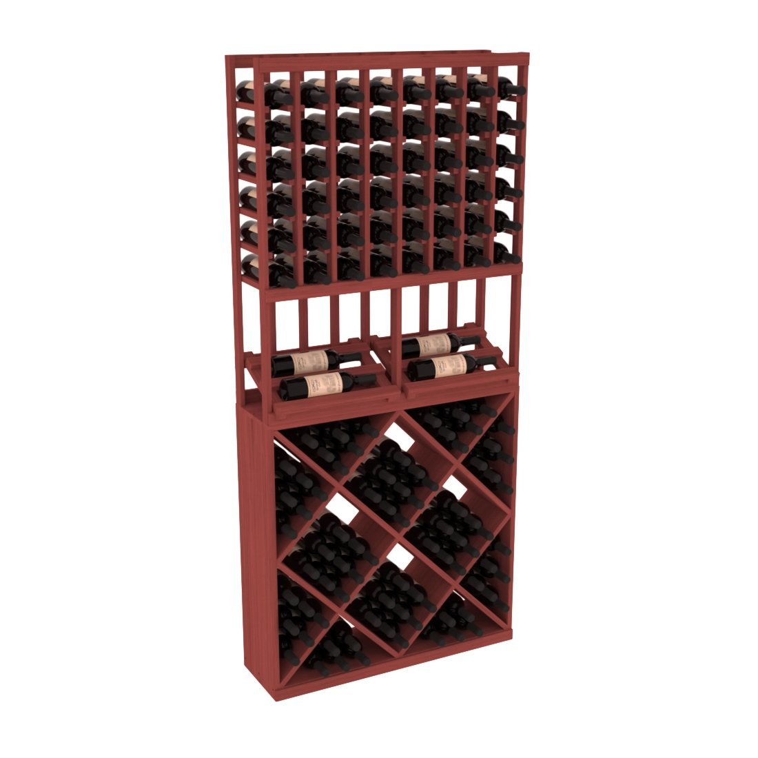 InstaCellar 8 Column Side Display / 82 Cube Combo – Grand Mahogany / Cherry stained