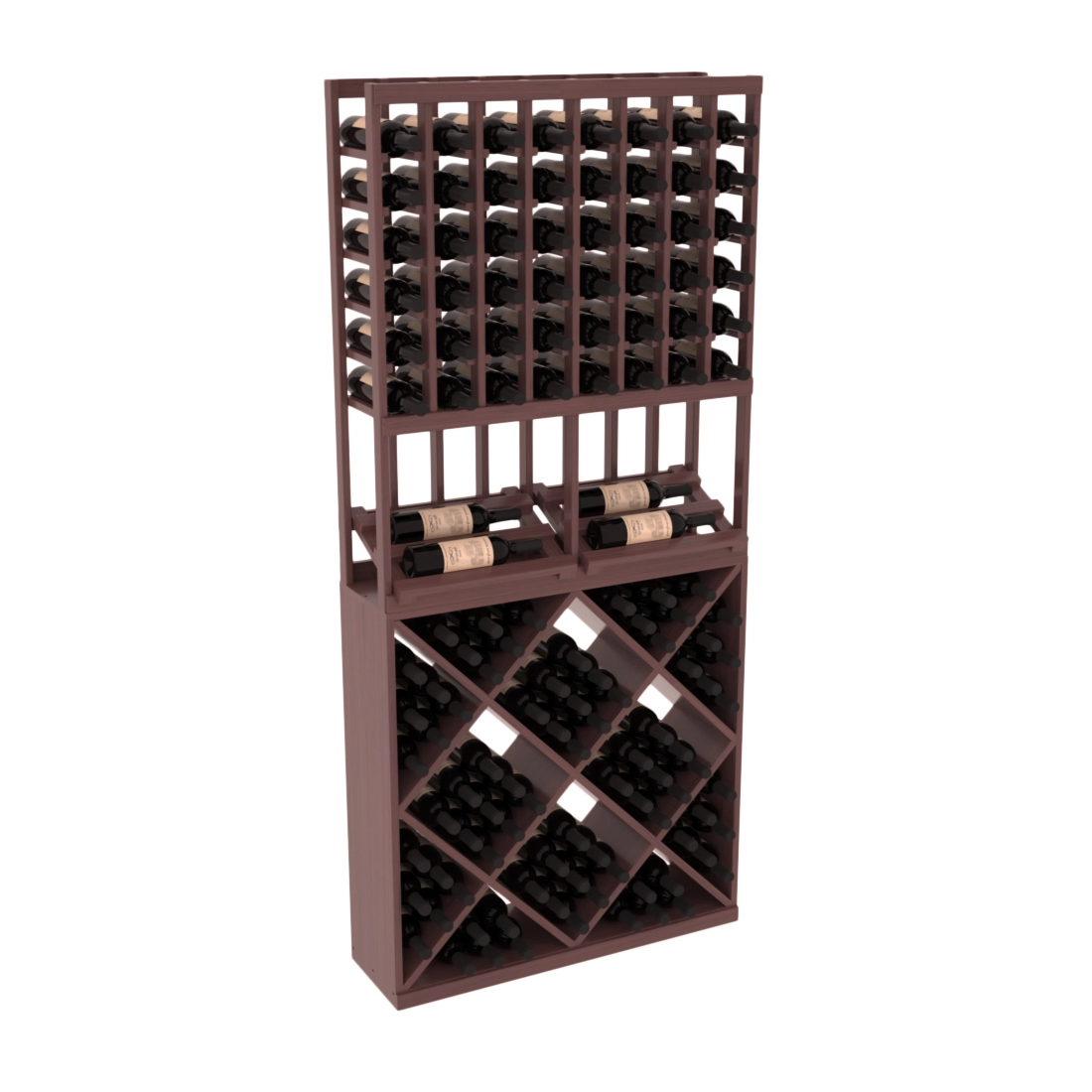 InstaCellar 8 Column Side Display / 82 Cube Combo – Grand Mahogany / Walnut stained