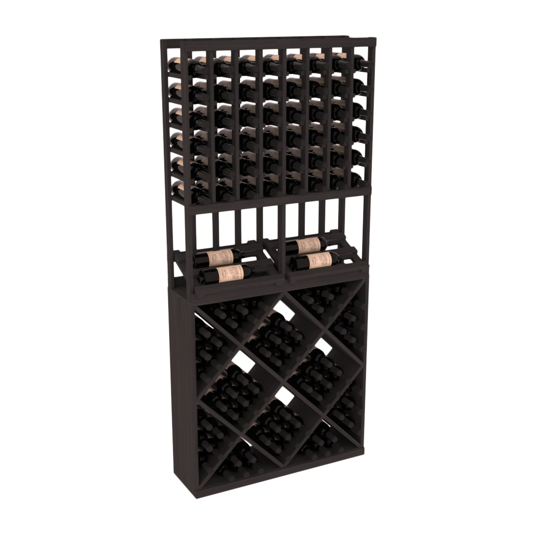 InstaCellar 8 Column Side Display / 82 Cube Combo – Grand Mahogany / Black stained