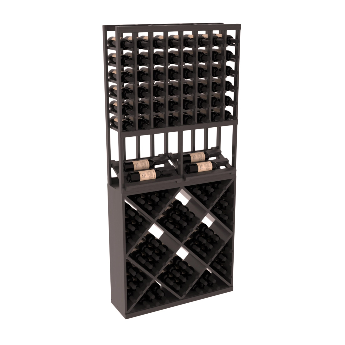 InstaCellar 8 Column Side Display / 82 Cube Combo – Grand Mahogany / Black stained