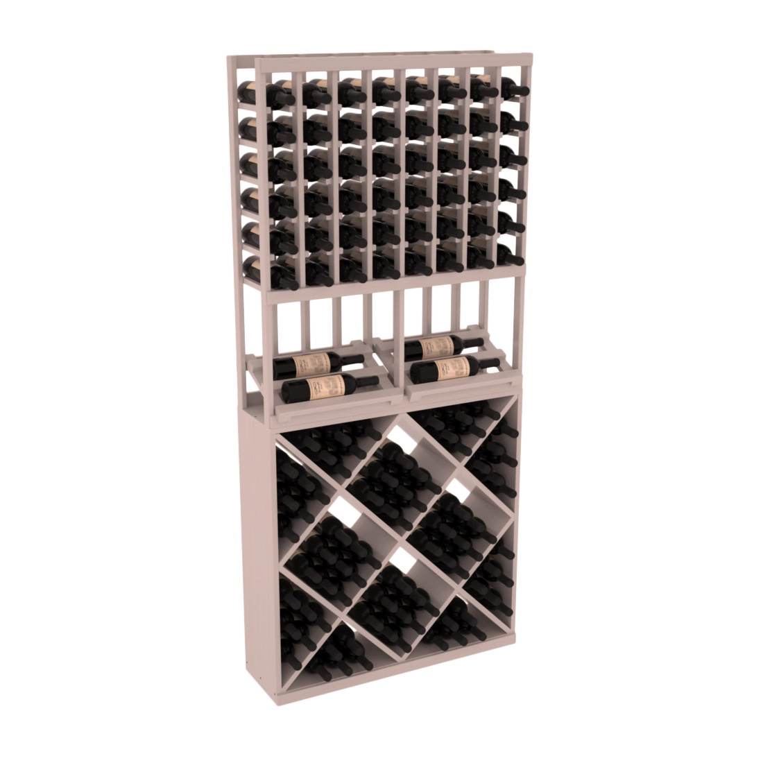 InstaCellar 8 Column Side Display / 82 Cube Combo – Grand Mahogany / Greywash stained