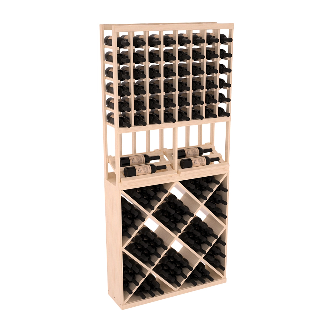 InstaCellar 8 Column Side Display / 82 Cube Combo – Ponderosa Pine / Unstained