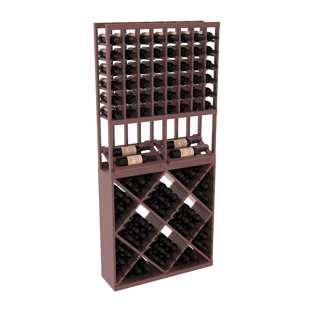 InstaCellar 8 Column Side Display / 82 Cube Combo – Ponderosa Pine / Walnut stained