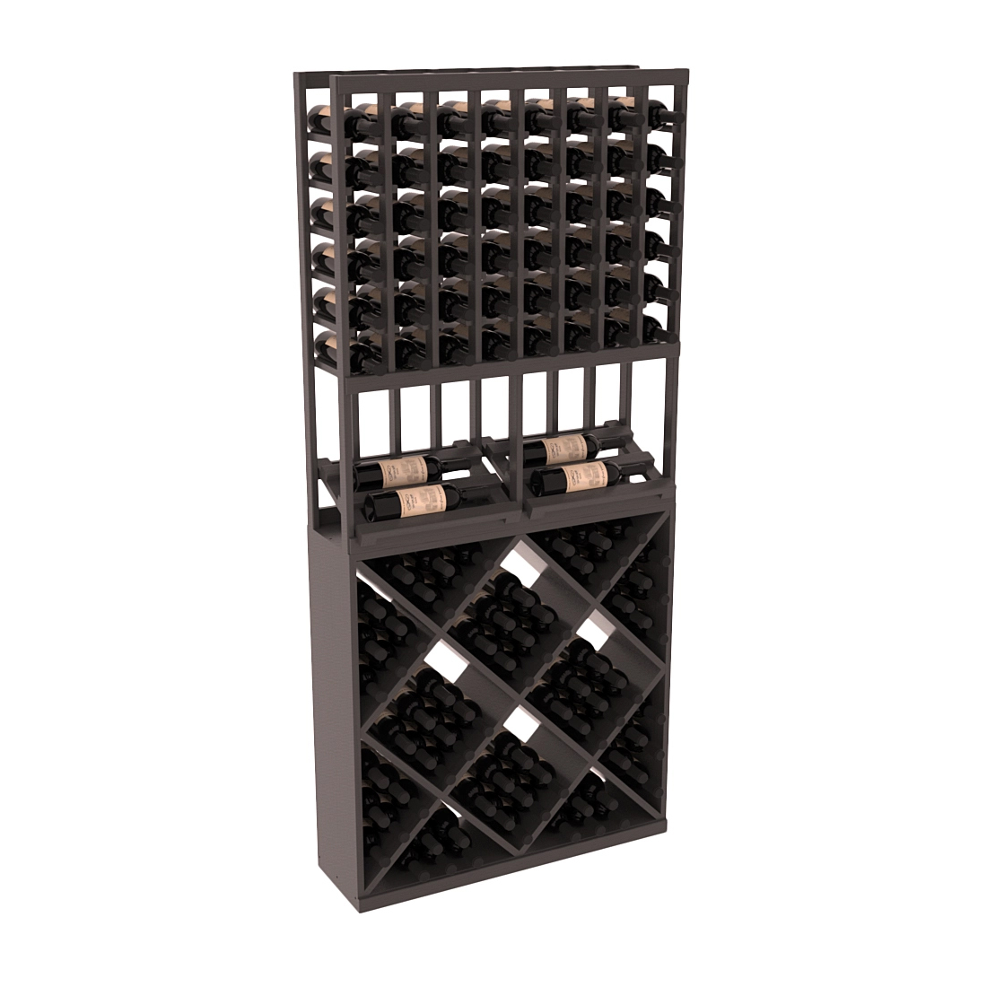 InstaCellar 8 Column Side Display / 82 Cube Combo – Ponderosa Pine / Black stained