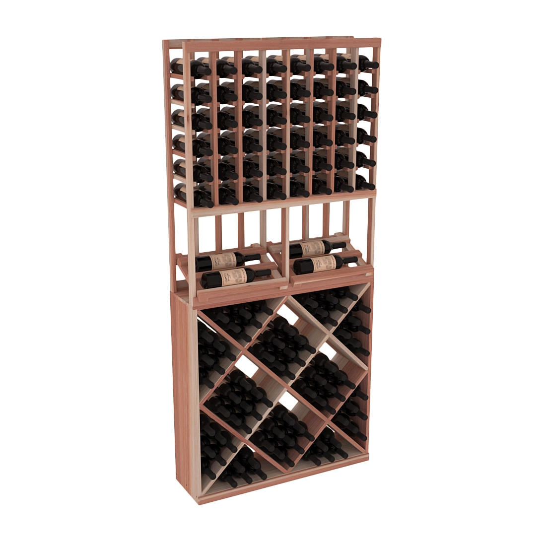 InstaCellar 8 Column Side Display / 82 Cube Combo – Premium Redwood / Unstained