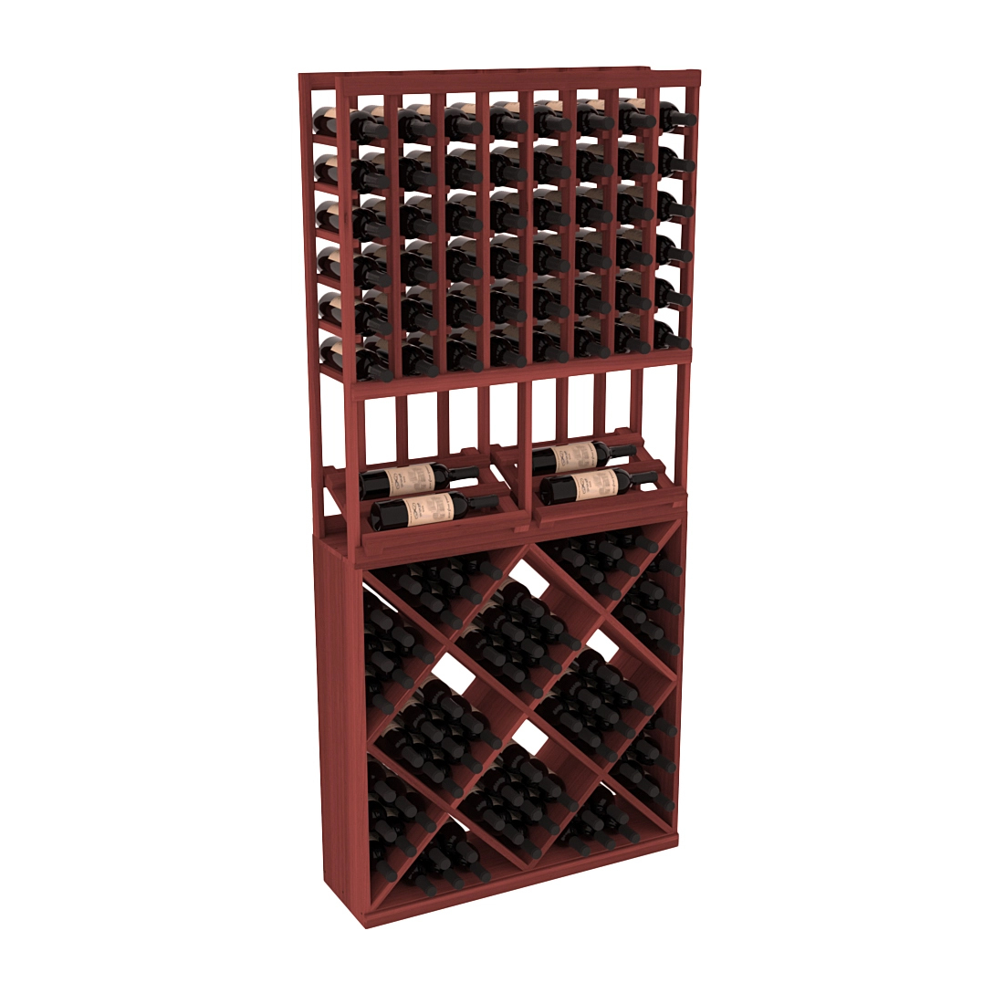 InstaCellar 8 Column Side Display / 82 Cube Combo – Premium Redwood / Cherry stained