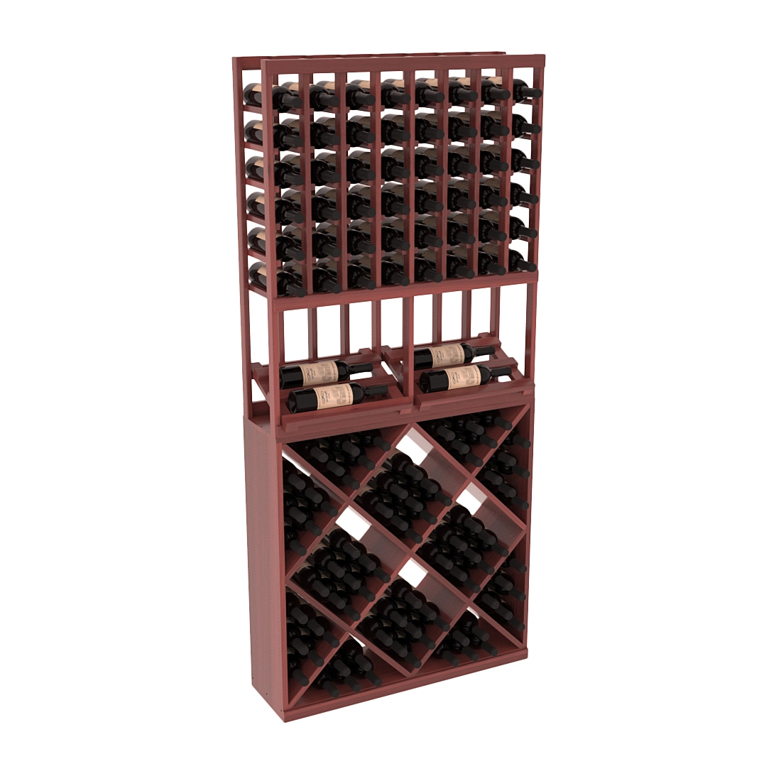 InstaCellar 8 Column Side Display / 82 Cube Combo – Premium Redwood / Cherry stained