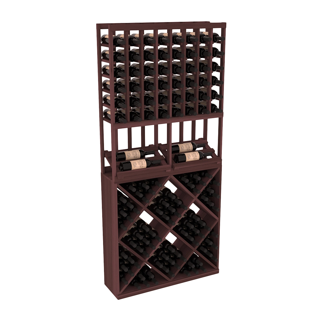 InstaCellar 8 Column Side Display / 82 Cube Combo – Premium Redwood / Walnut stained