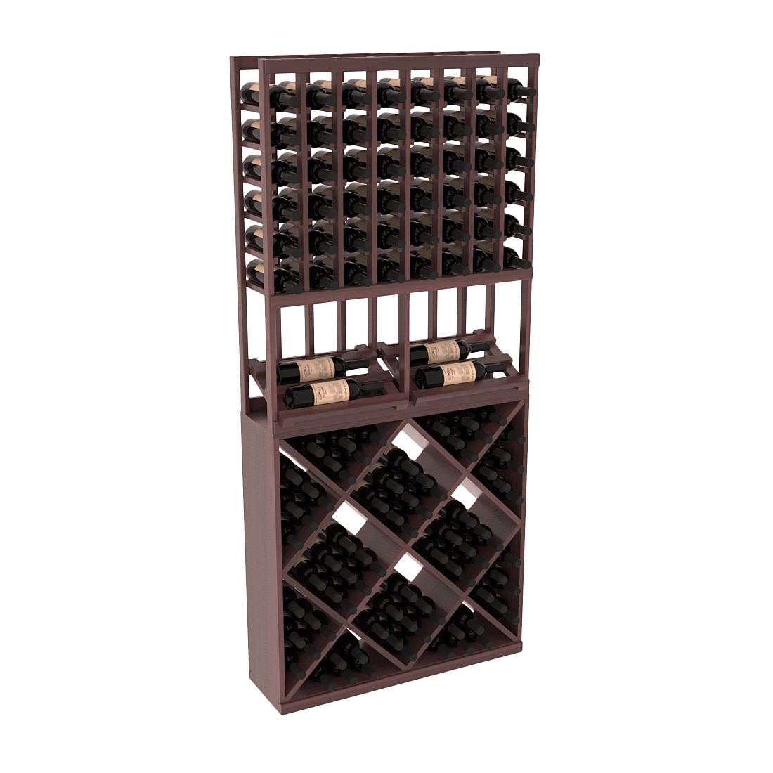 InstaCellar 8 Column Side Display / 82 Cube Combo – Premium Redwood / Walnut stained