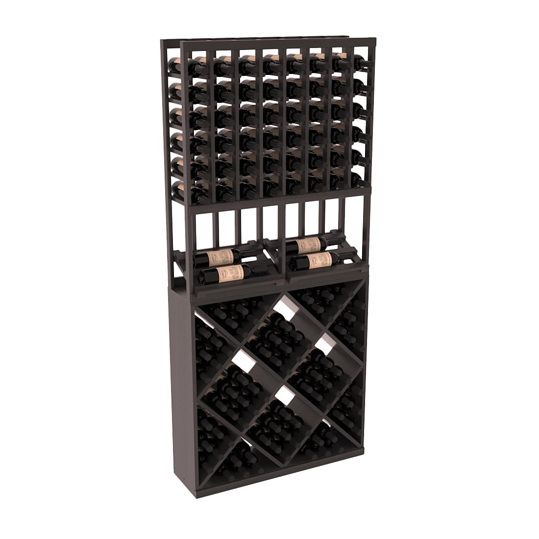 InstaCellar 8 Column Side Display / 82 Cube Combo – Premium Redwood / Black stained