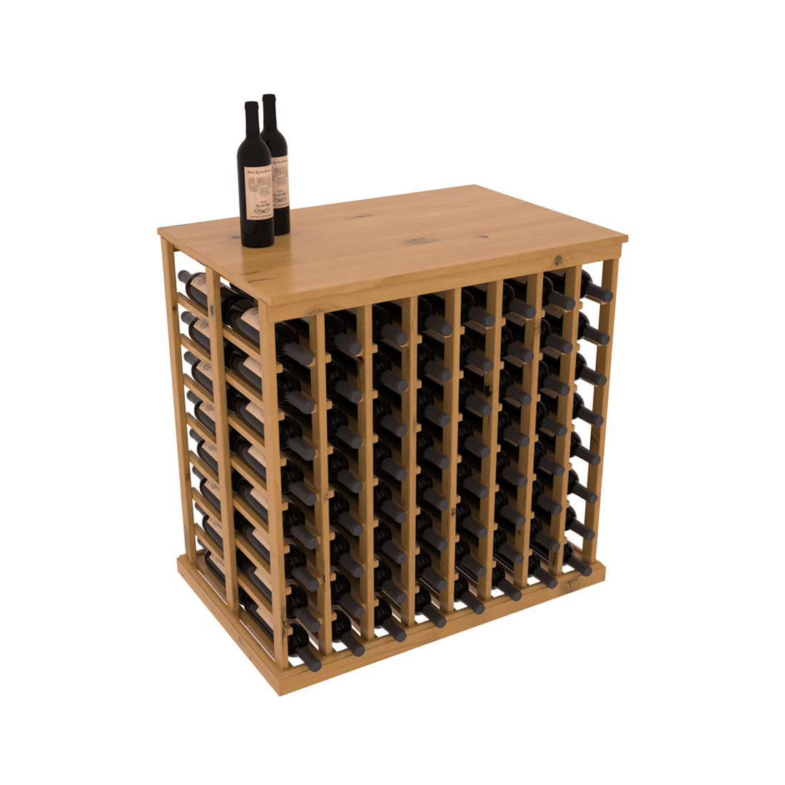 InstaCellar 8 Column Double Deep Tasting Table with Top – Knotty Alder / Oak stained