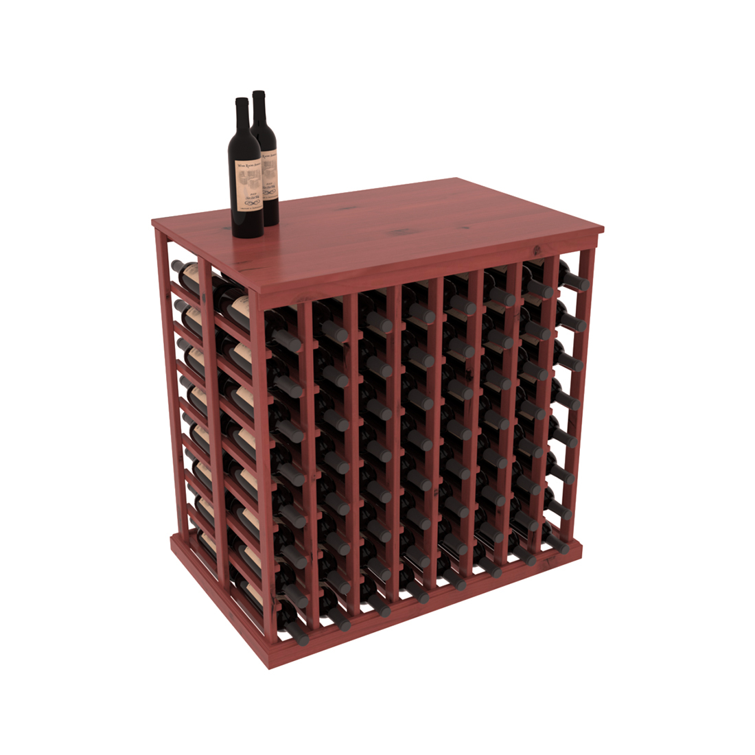 InstaCellar 8 Column Double Deep Tasting Table with Top – Knotty Alder / Cherry stained