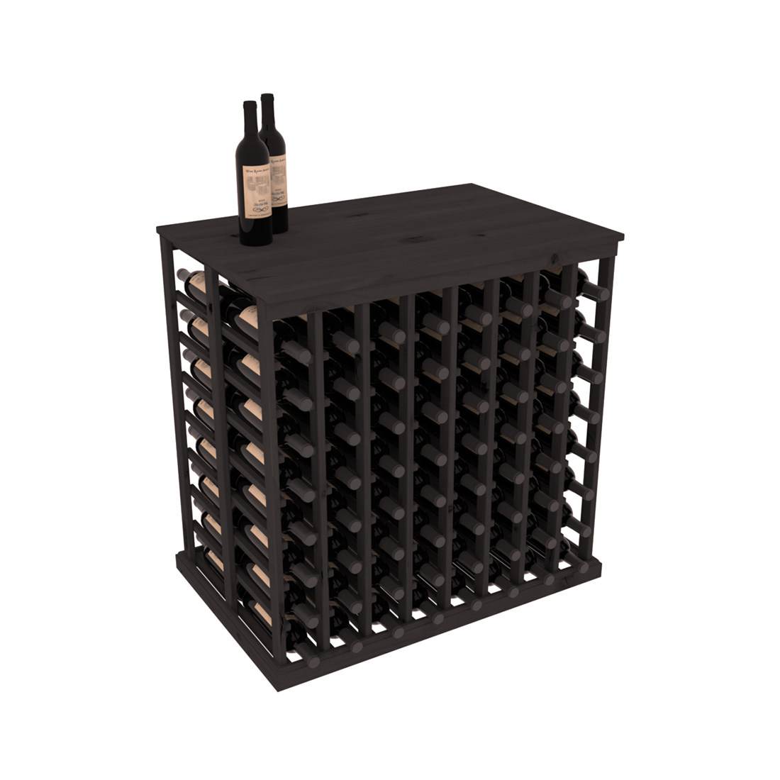 InstaCellar 8 Column Double Deep Tasting Table with Top – Knotty Alder / Black stained