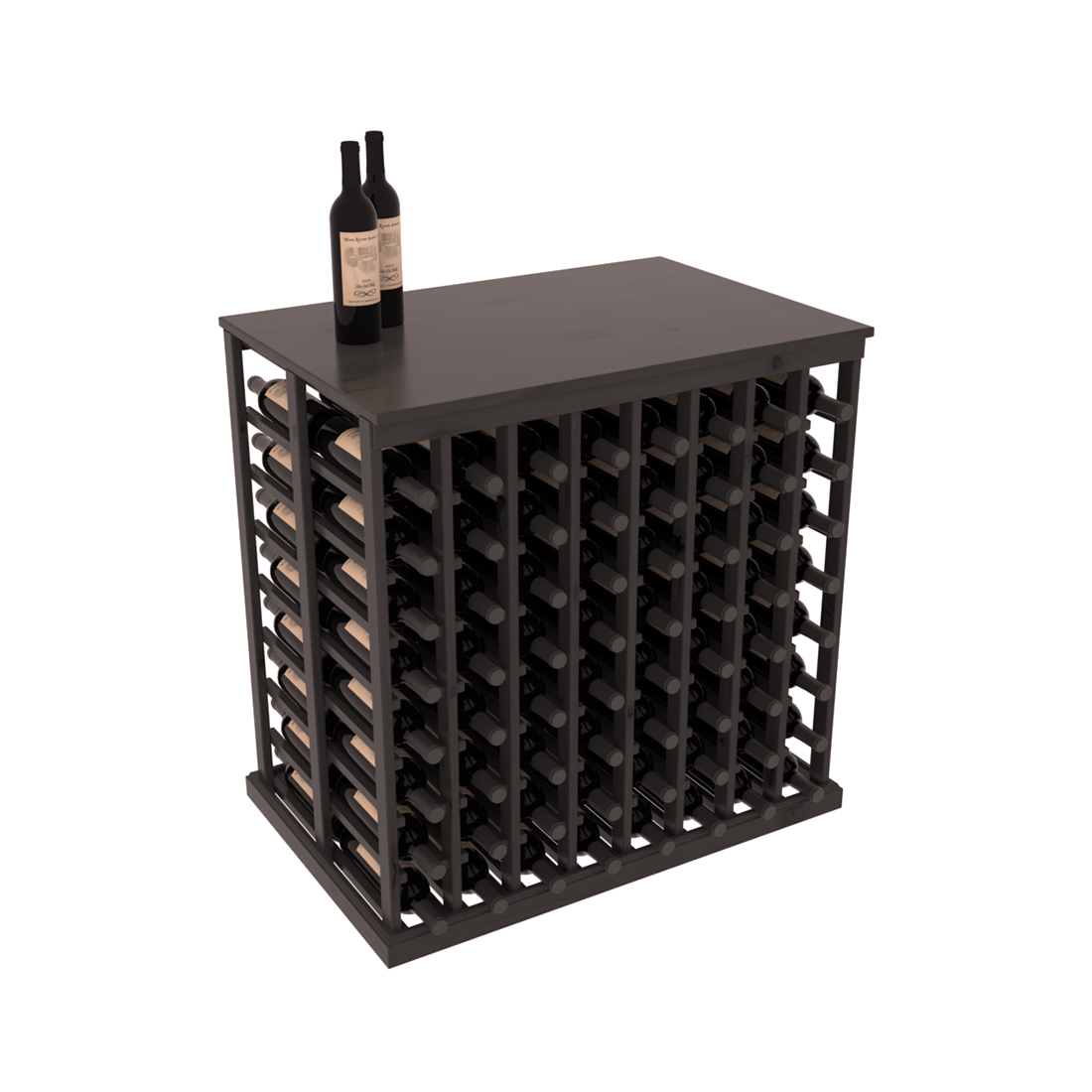 InstaCellar 8 Column Double Deep Tasting Table with Top – Knotty Alder / Black stained