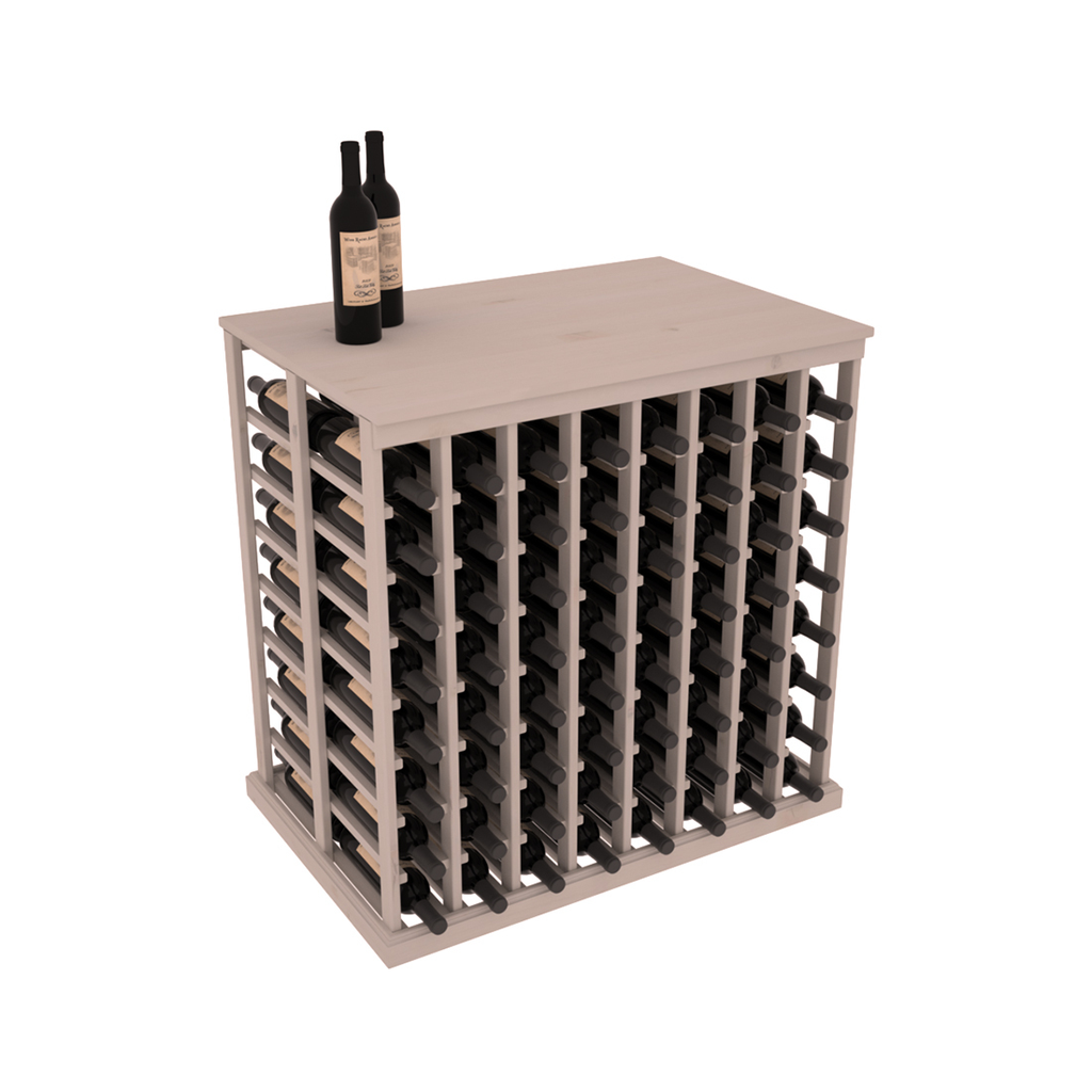 InstaCellar 8 Column Double Deep Tasting Table with Top – Knotty Alder / Greywash stained