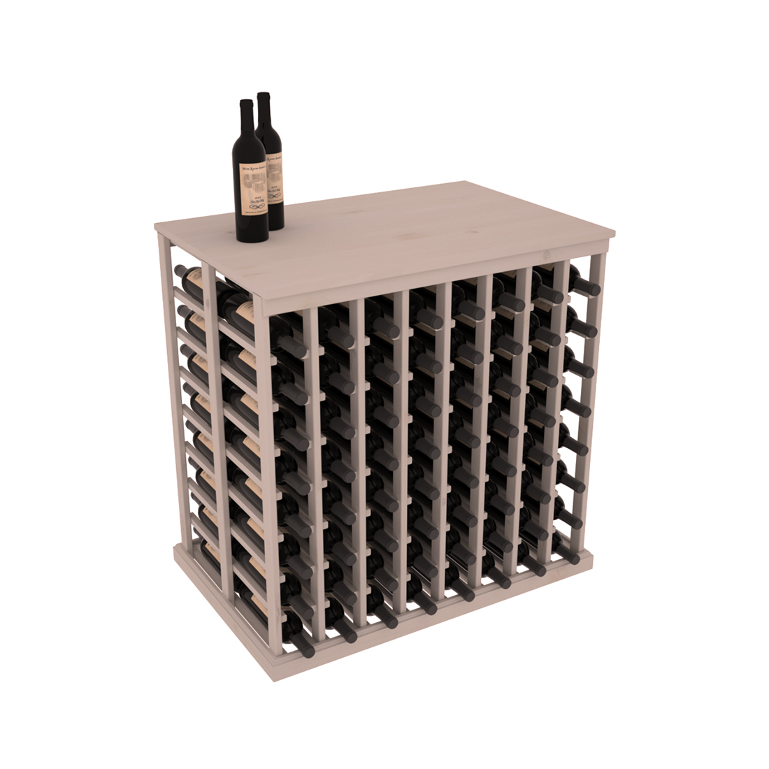 InstaCellar 8 Column Double Deep Tasting Table with Top – Knotty Alder / Greywash stained