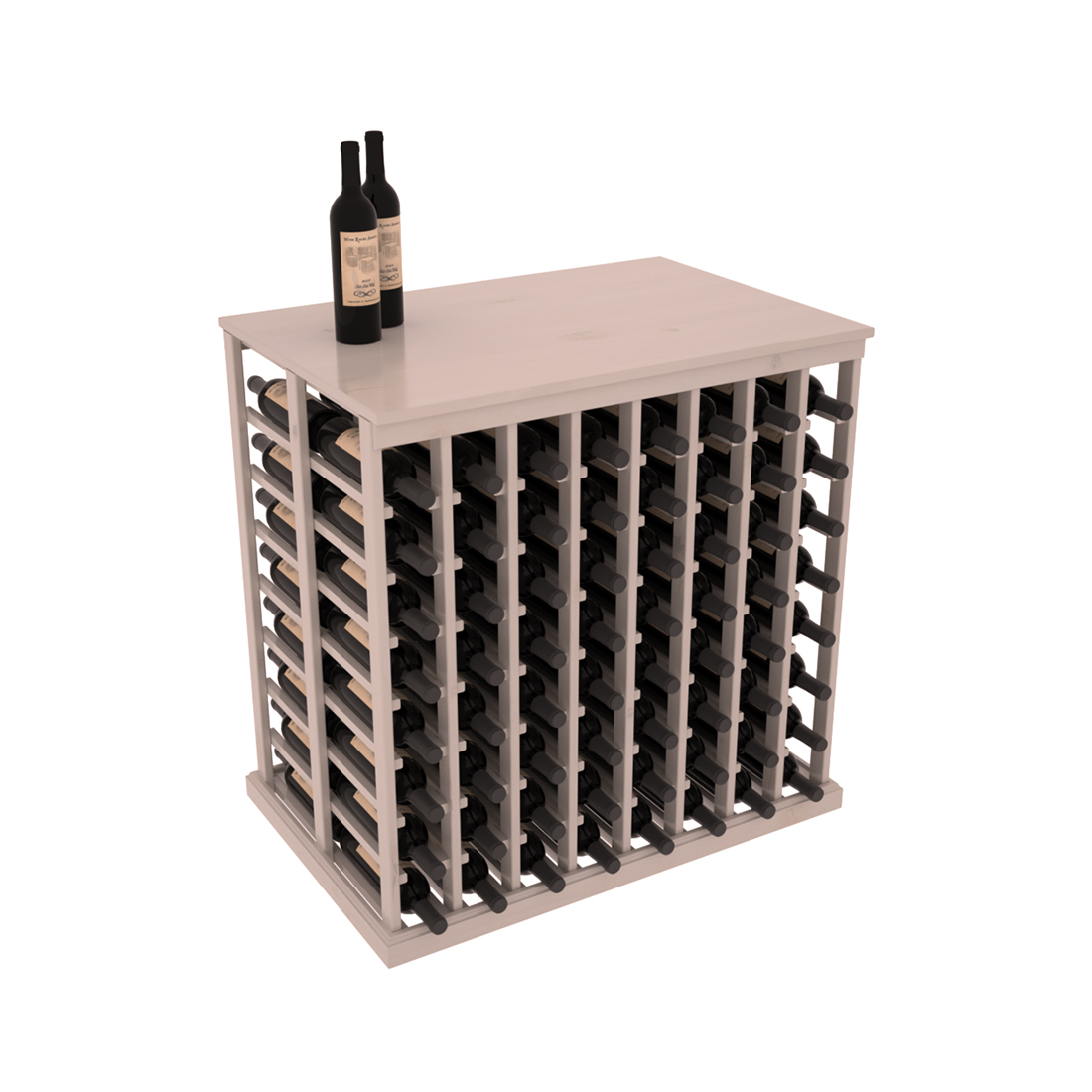 InstaCellar 8 Column Double Deep Tasting Table with Top – Knotty Alder / Greywash stained