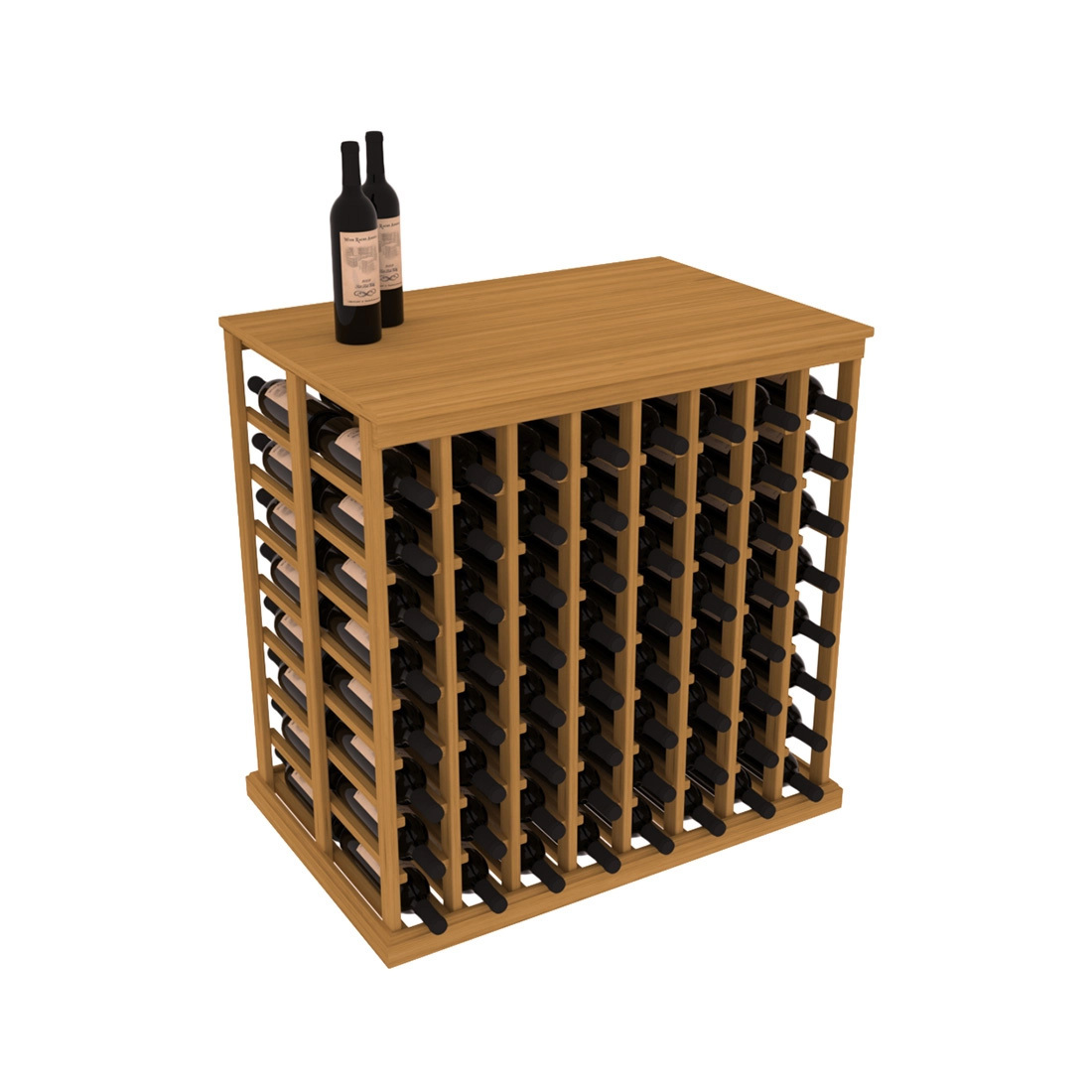 InstaCellar 8 Column Double Deep Tasting Table with Top – Grand Mahogany / Oak stained