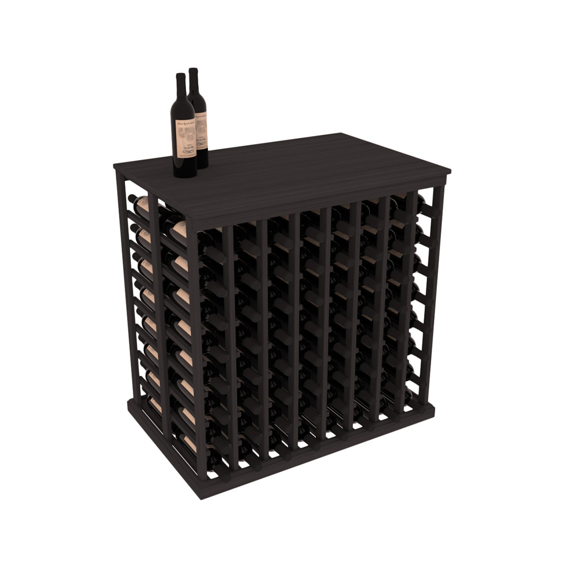 InstaCellar 8 Column Double Deep Tasting Table with Top – Grand Mahogany / Black stained