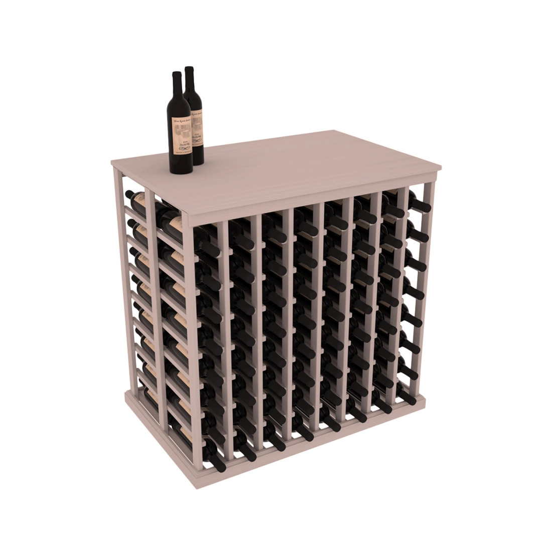 InstaCellar 8 Column Double Deep Tasting Table with Top – Grand Mahogany / Greywash stained