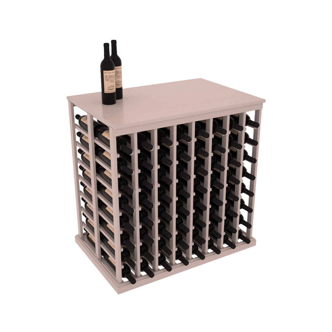 InstaCellar 8 Column Double Deep Tasting Table with Top – Grand Mahogany / Greywash stained