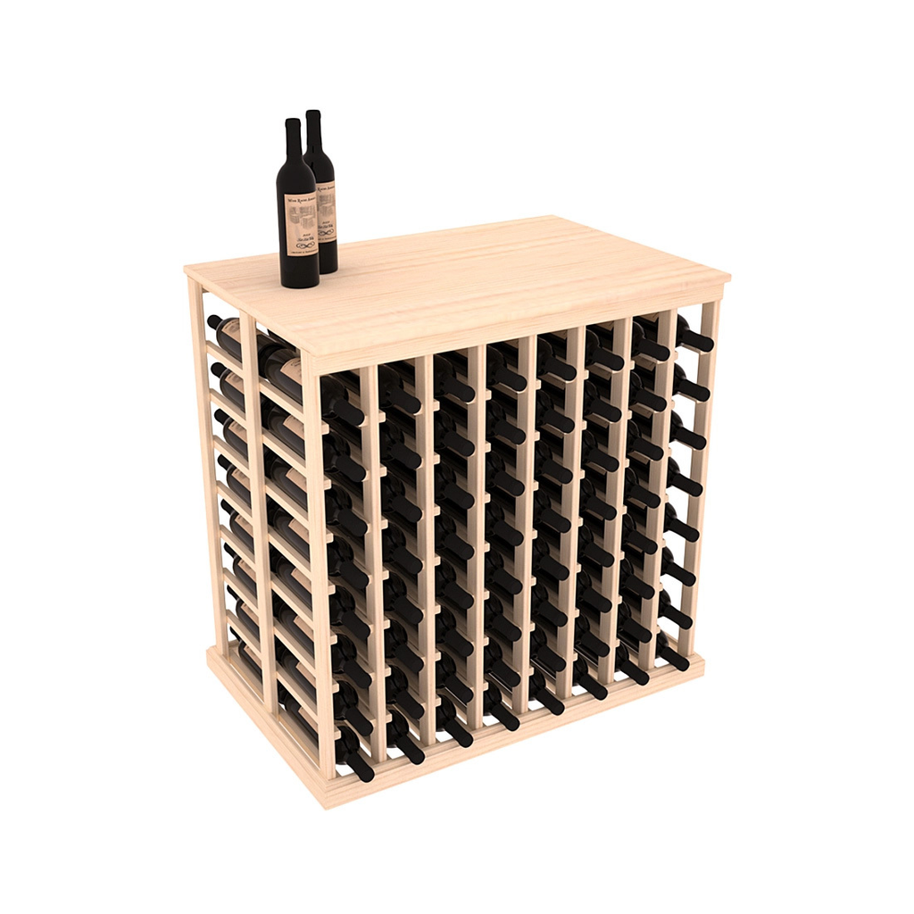InstaCellar 8 Column Double Deep Tasting Table with Top – Ponderosa Pine / Unstained