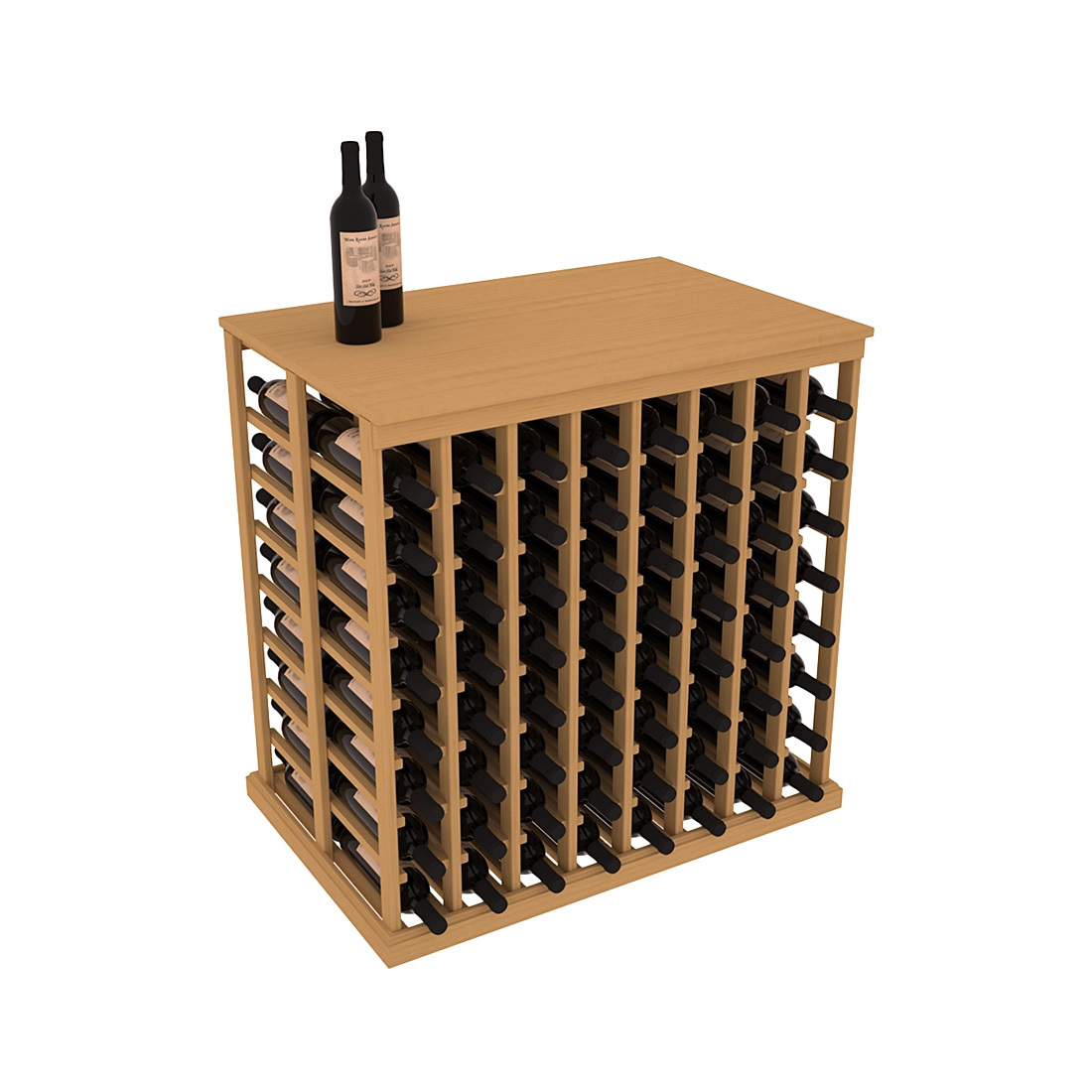 InstaCellar 8 Column Double Deep Tasting Table with Top – Ponderosa Pine / Oak stained