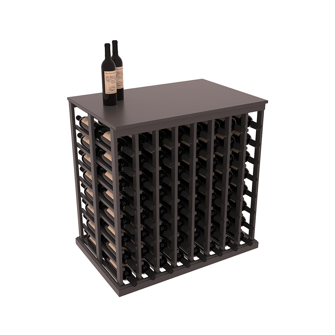 InstaCellar 8 Column Double Deep Tasting Table with Top – Ponderosa Pine / Black stained