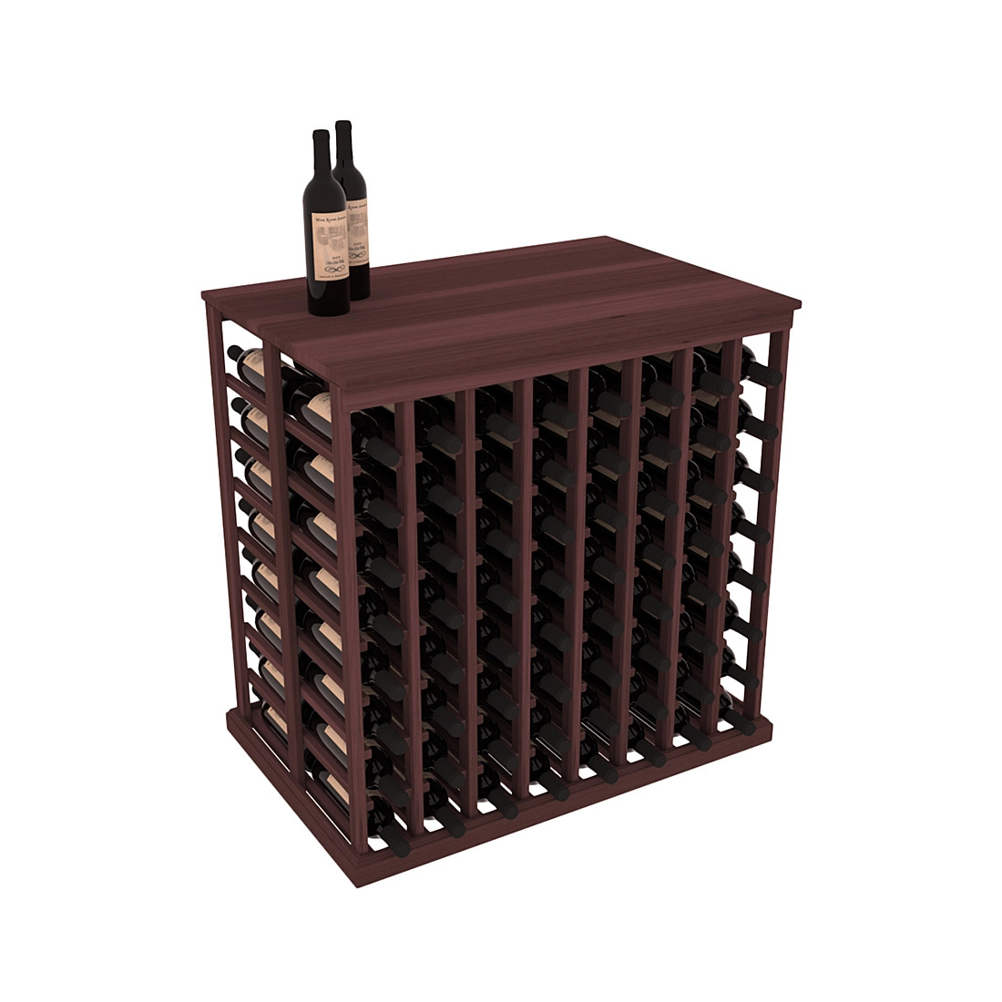 InstaCellar 8 Column Double Deep Tasting Table with Top – Premium Redwood / Walnut stained