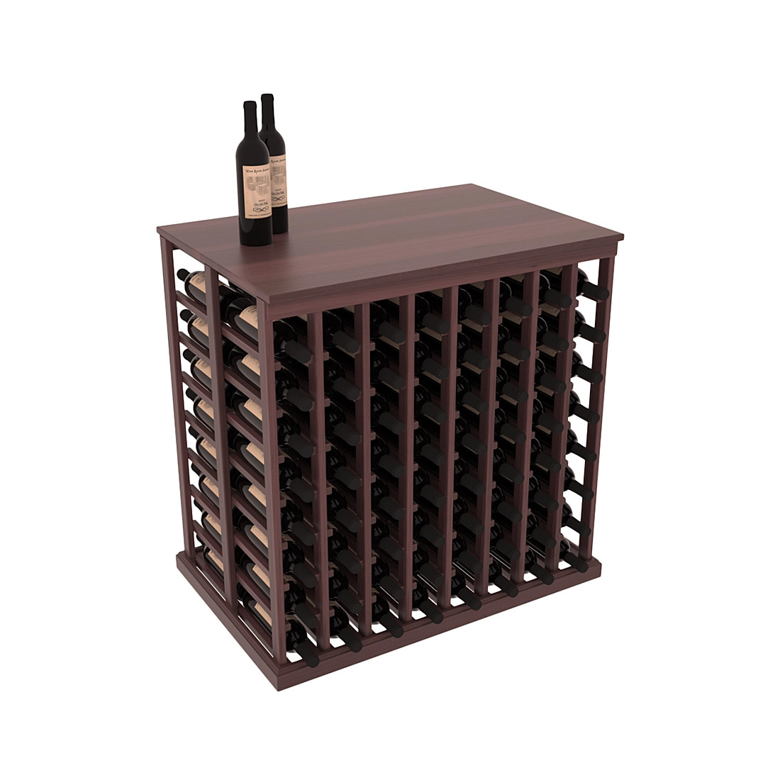 InstaCellar 8 Column Double Deep Tasting Table with Top – Premium Redwood / Walnut stained