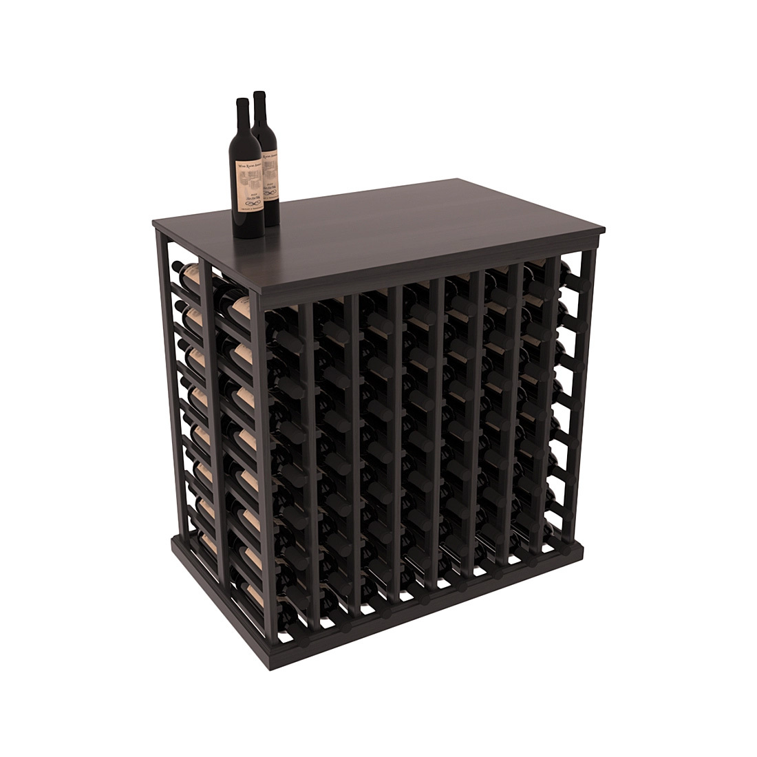 InstaCellar 8 Column Double Deep Tasting Table with Top – Premium Redwood / Black stained