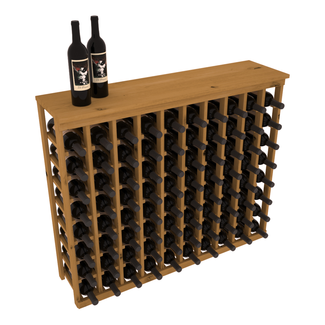 InstaCellar 10 Column Tasting Table with Top – Knotty Alder / Oak stained