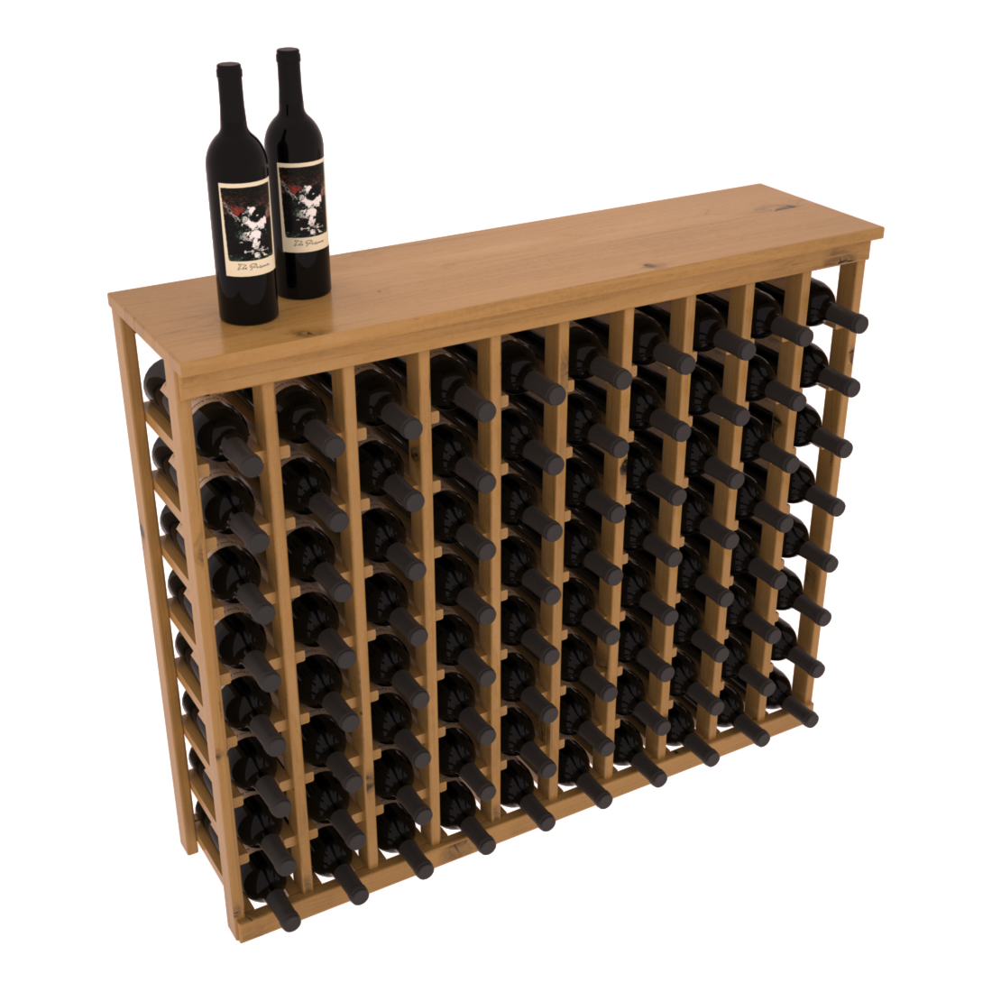 InstaCellar 10 Column Tasting Table with Top – Knotty Alder / Oak stained