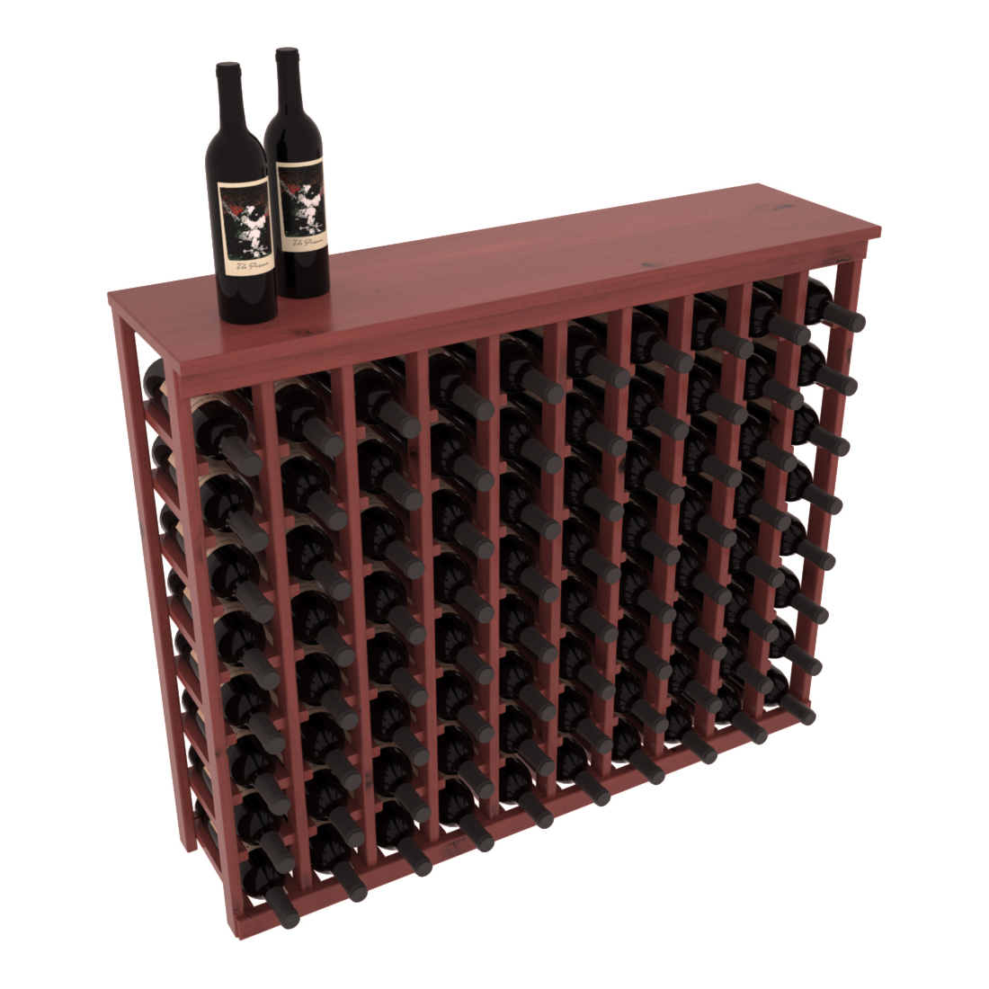 InstaCellar 10 Column Tasting Table with Top – Knotty Alder / Cherry stained