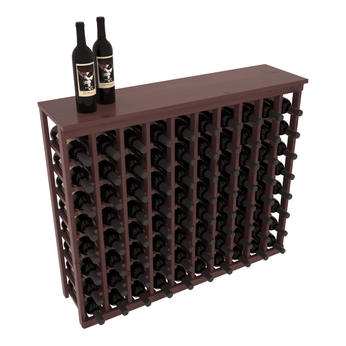 InstaCellar 10 Column Tasting Table with Top – Knotty Alder / Walnut stained