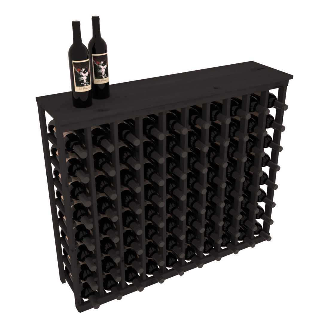 InstaCellar 10 Column Tasting Table with Top – Knotty Alder / Black stained