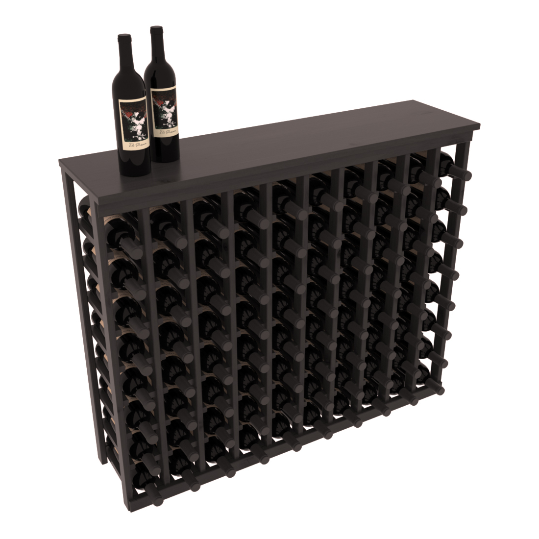 InstaCellar 10 Column Tasting Table with Top – Knotty Alder / Black stained