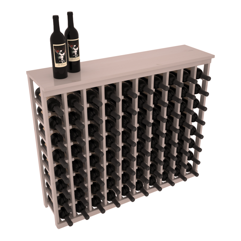InstaCellar 10 Column Tasting Table with Top – Knotty Alder / Greywash stained
