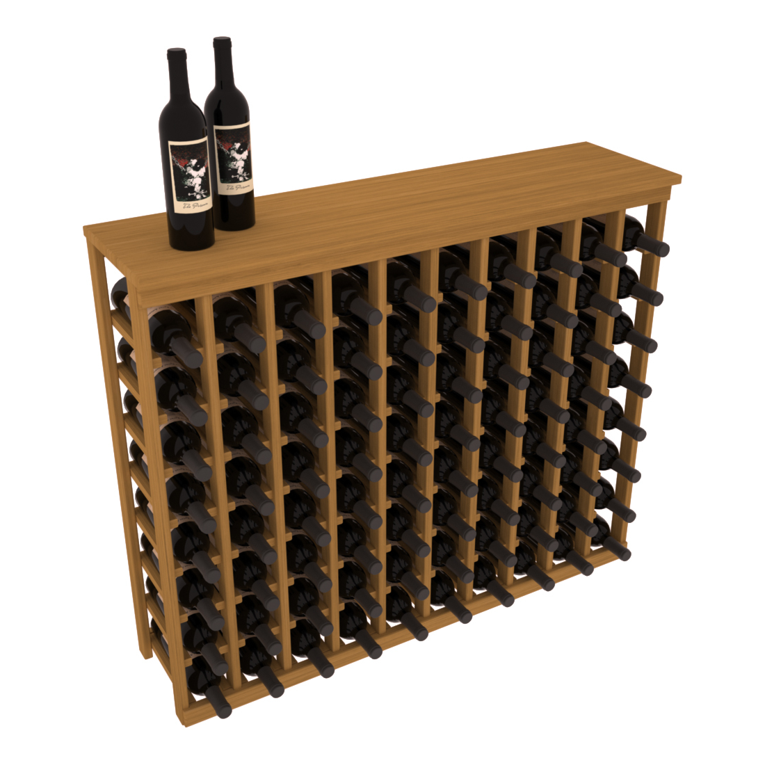 InstaCellar 10 Column Tasting Table with Top – Grand Mahogany / Oak stained