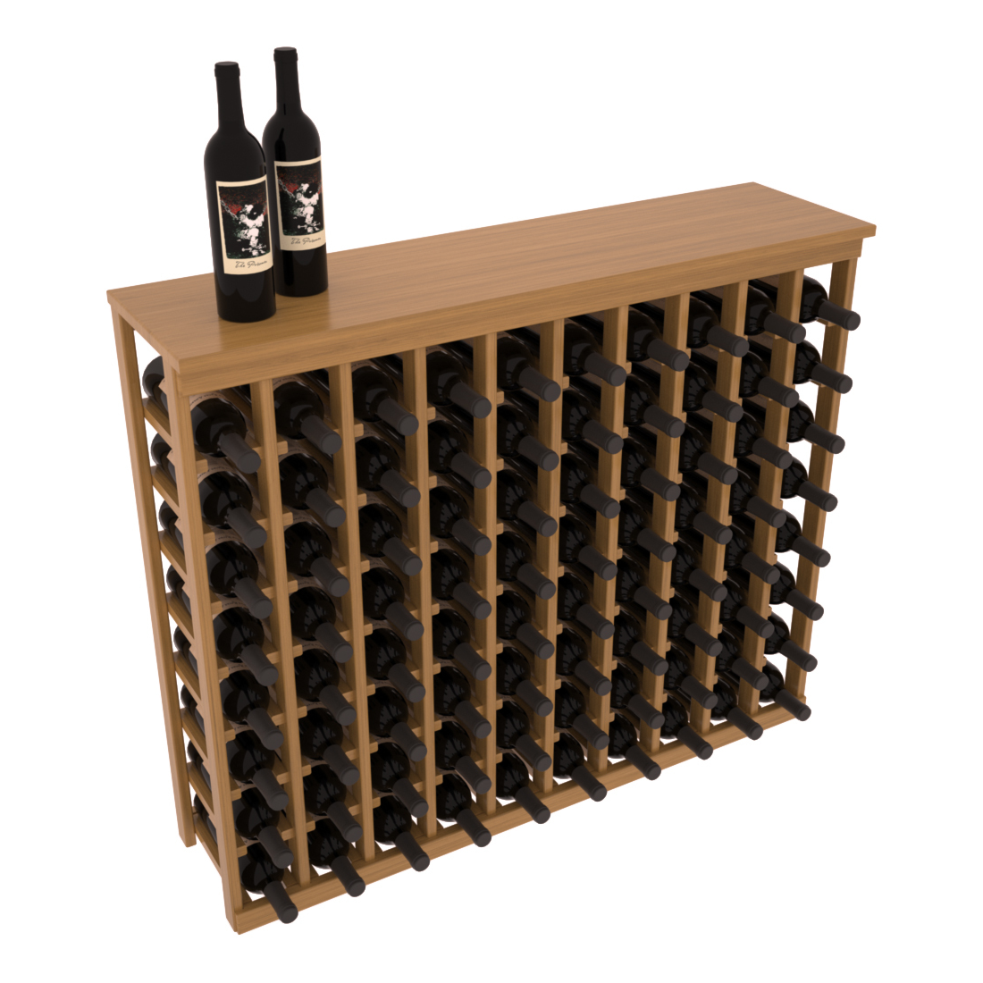 InstaCellar 10 Column Tasting Table with Top – Grand Mahogany / Oak stained