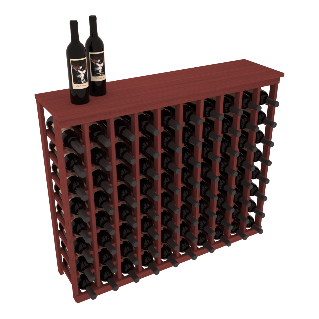 InstaCellar 10 Column Tasting Table with Top – Grand Mahogany / Cherry stained