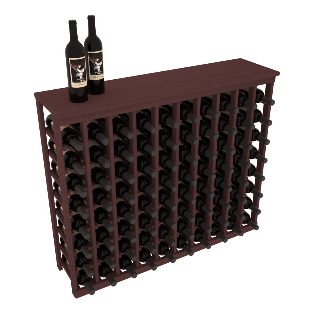 InstaCellar 10 Column Tasting Table with Top – Grand Mahogany / Walnut stained