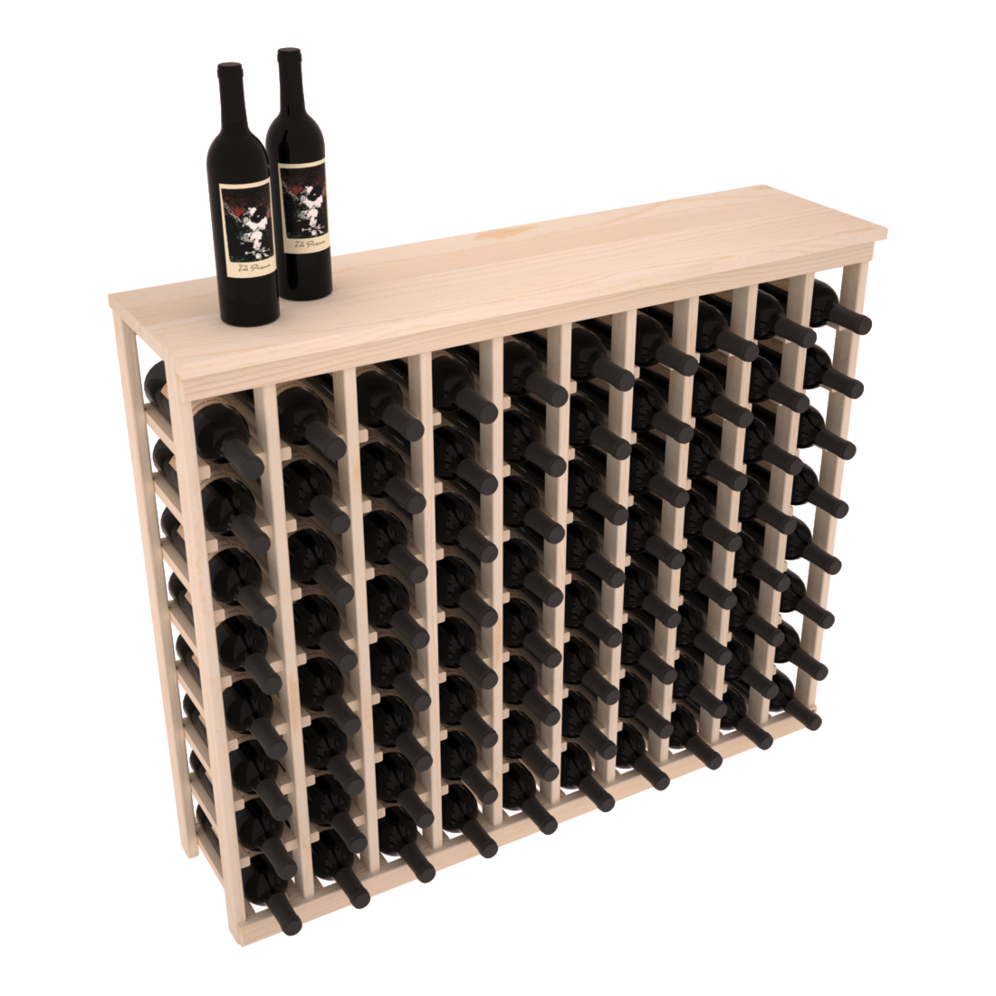 InstaCellar 10 Column Tasting Table with Top – Ponderosa Pine / Unstained