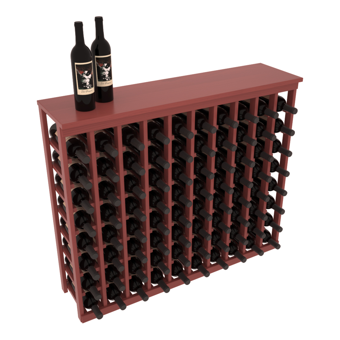 InstaCellar 10 Column Tasting Table with Top – Ponderosa Pine / Cherry stained