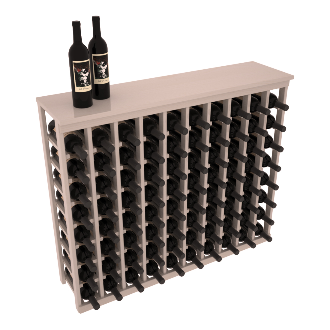 InstaCellar 10 Column Tasting Table with Top – Ponderosa Pine / Greywash stained