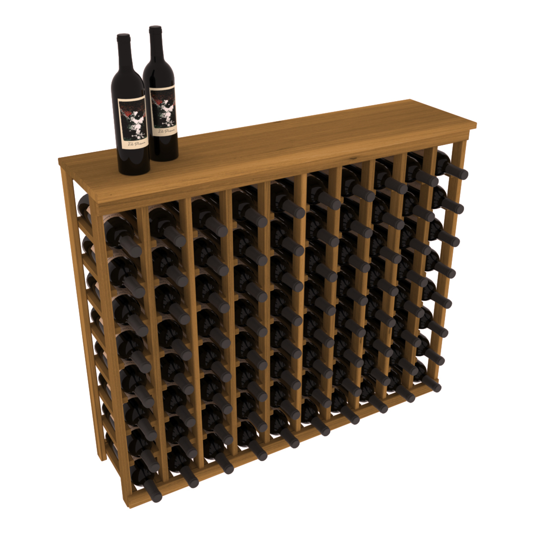InstaCellar 10 Column Tasting Table with Top – Premium Redwood / Oak stained