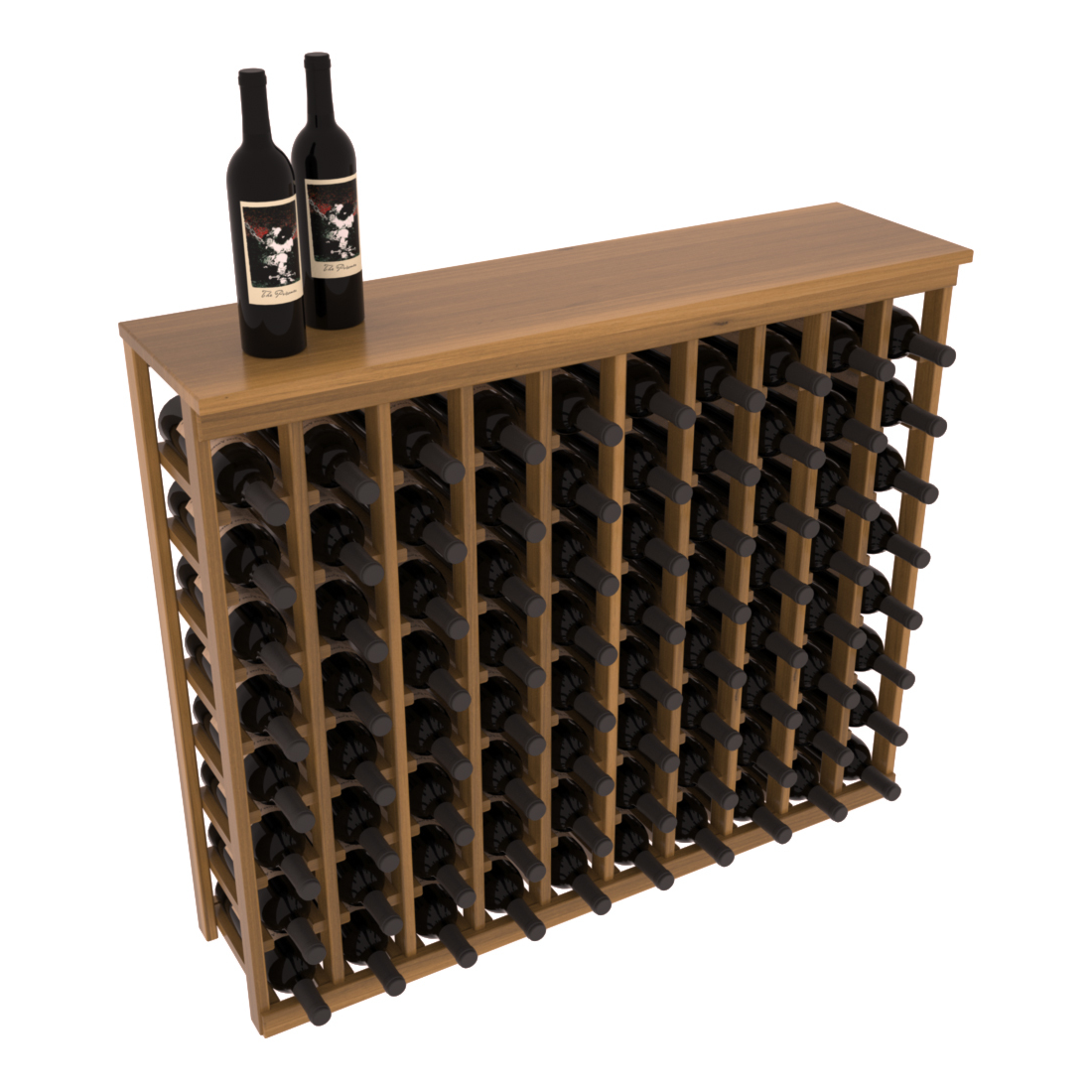 InstaCellar 10 Column Tasting Table with Top – Premium Redwood / Oak stained